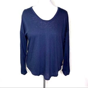 SUNDRY T Shirt Blue Medium Contrast Side Stitch Top Minimalist M